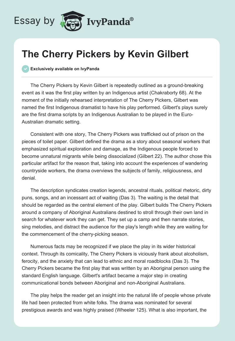 "The Cherry Pickers" by Kevin Gilbert. Page 1