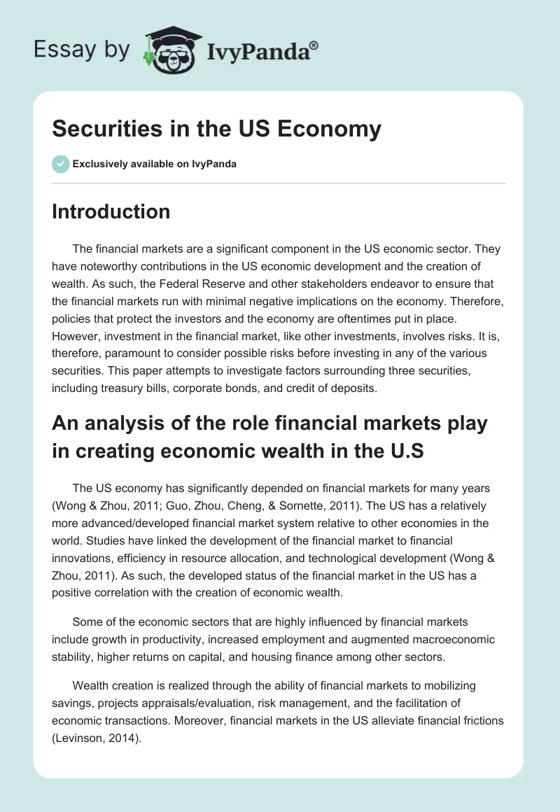 Securities in the US Economy. Page 1