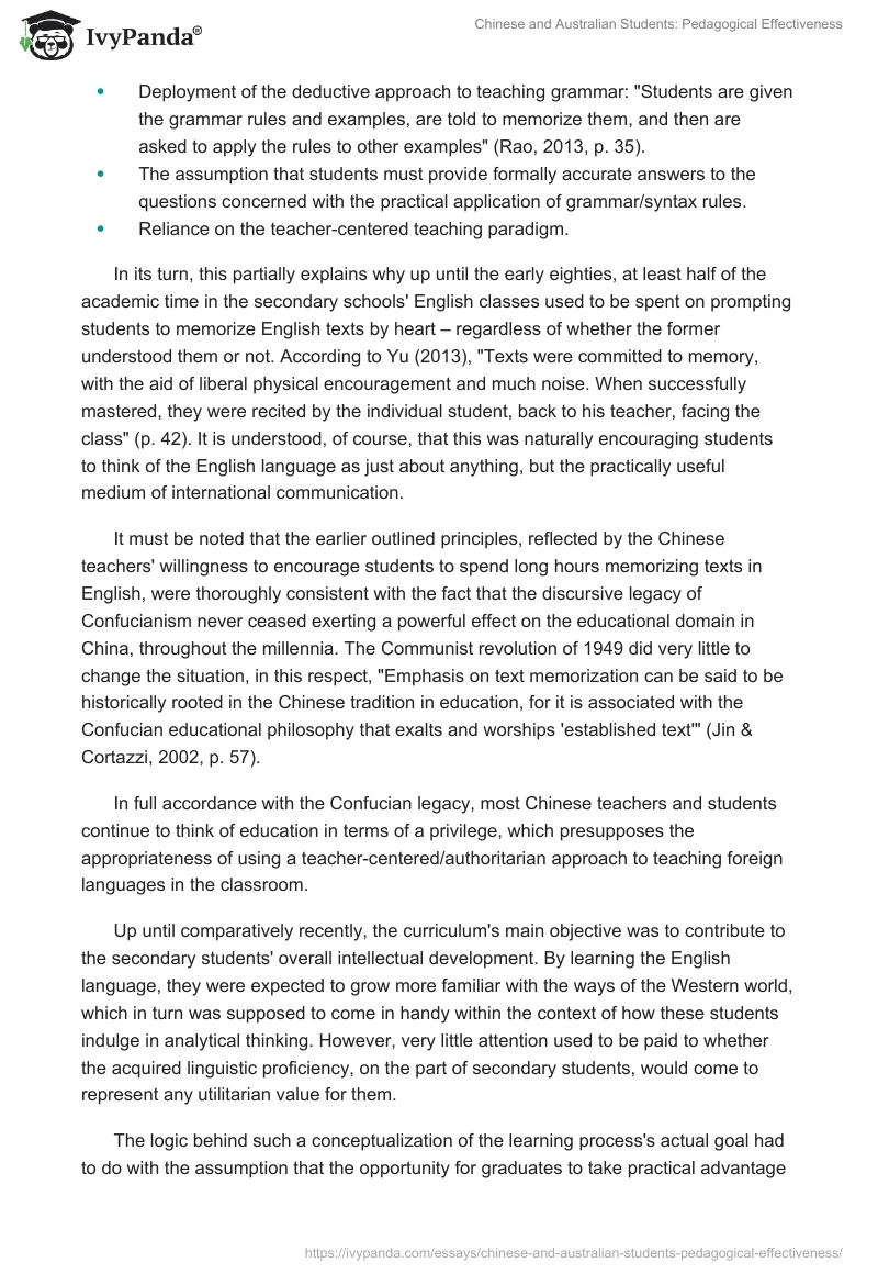 Chinese and Australian Students: Pedagogical Effectiveness. Page 2