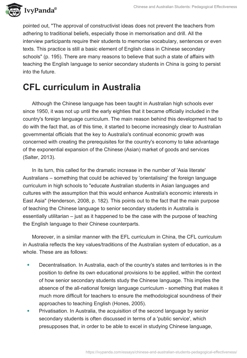 Chinese and Australian Students: Pedagogical Effectiveness. Page 4