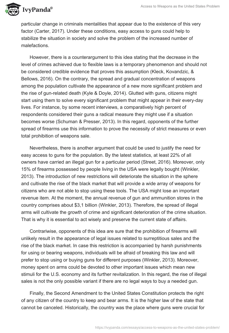 Access to Weapons as the United States Problem. Page 2