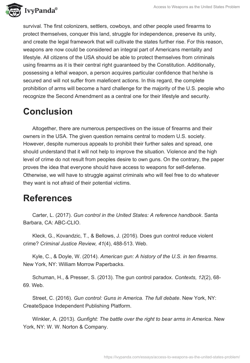 Access to Weapons as the United States Problem. Page 3