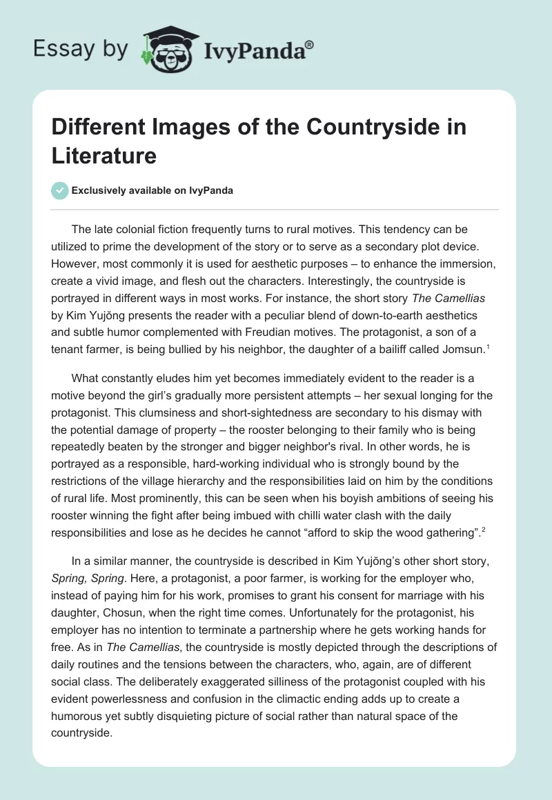 Different Images of the Countryside in Literature. Page 1