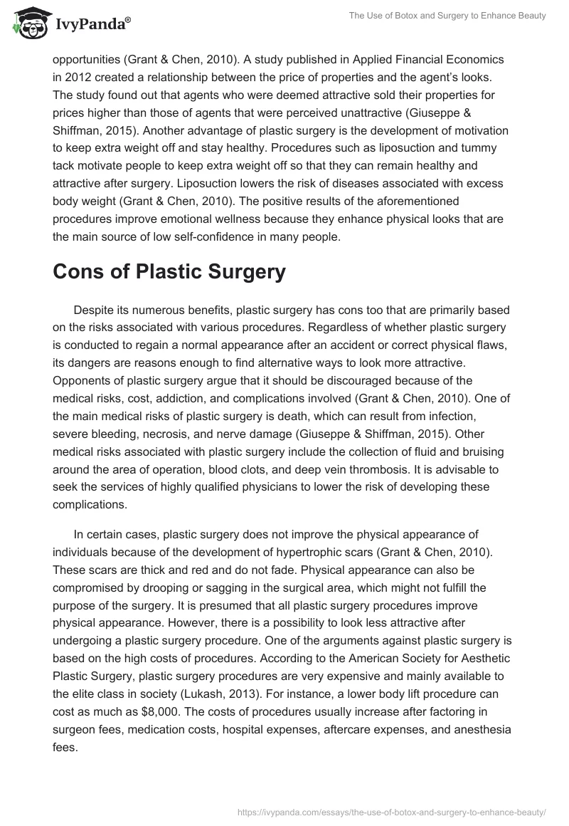 The Use of Botox and Surgery to Enhance Beauty. Page 3