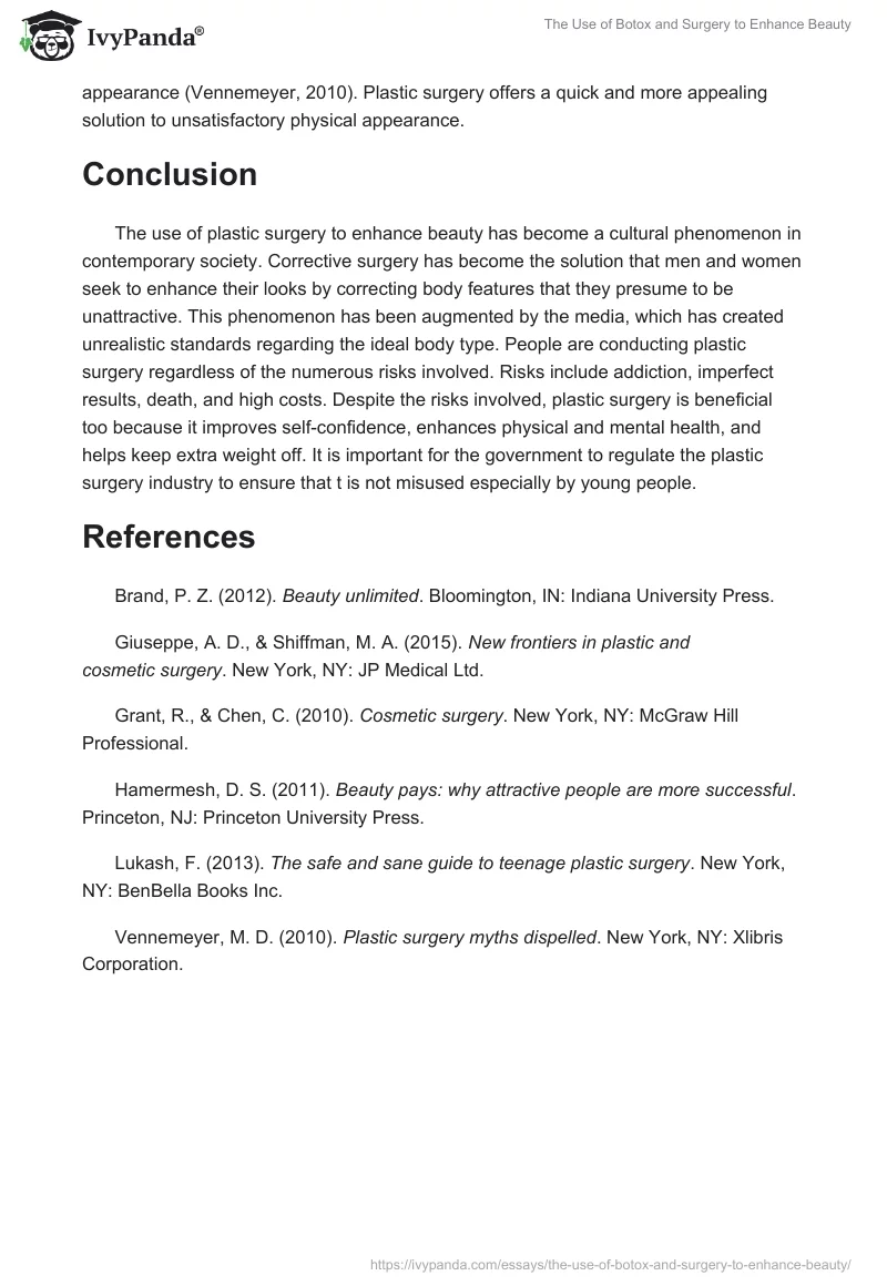 The Use of Botox and Surgery to Enhance Beauty. Page 5