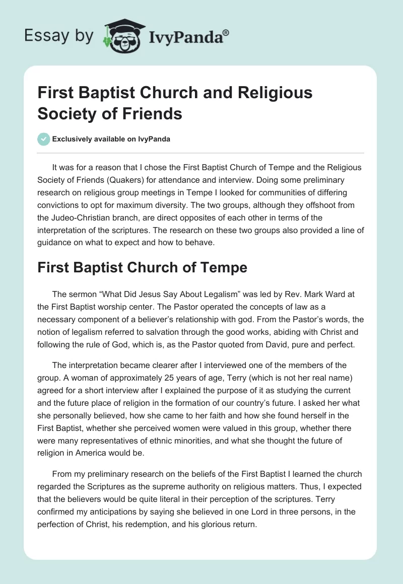 First Baptist Church and Religious Society of Friends. Page 1