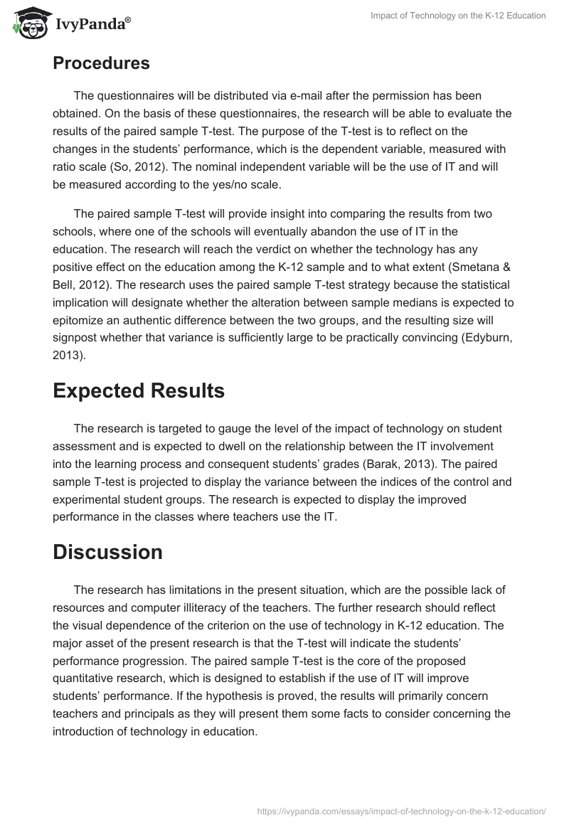 Impact of Technology on the K-12 Education. Page 2