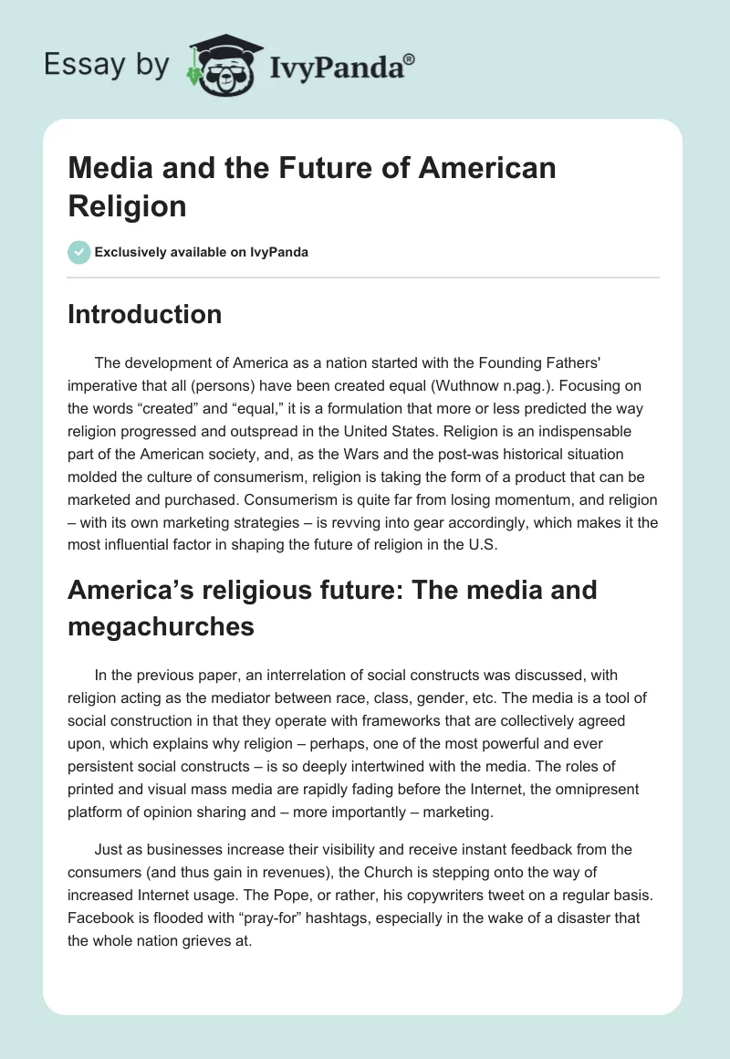 Media and the Future of American Religion. Page 1