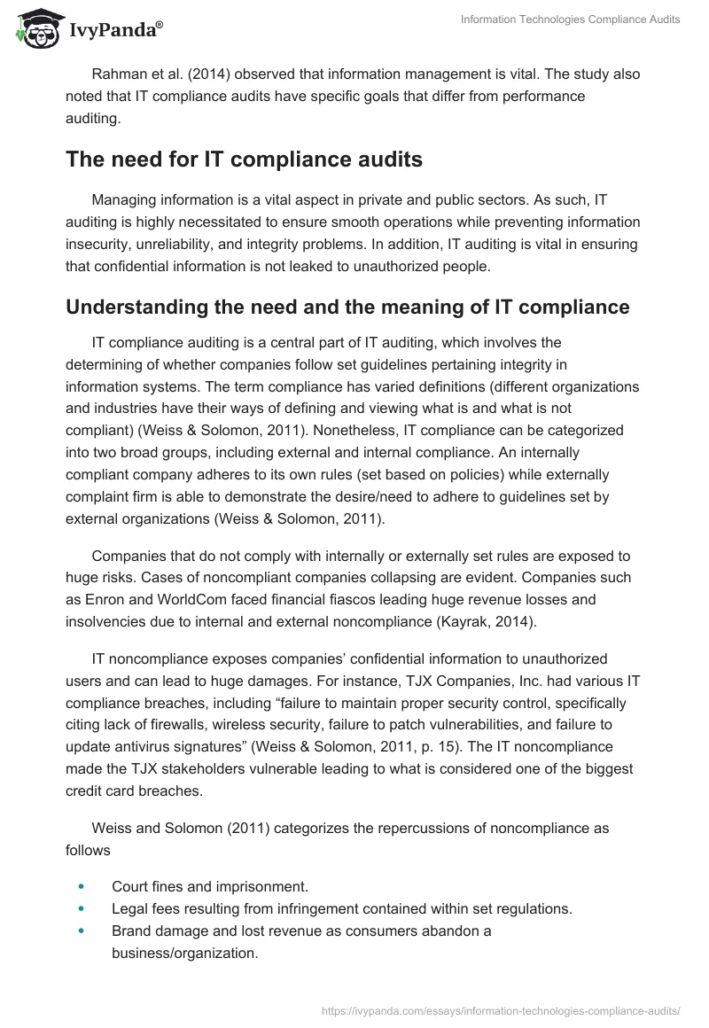 Information Technologies Compliance Audits. Page 4