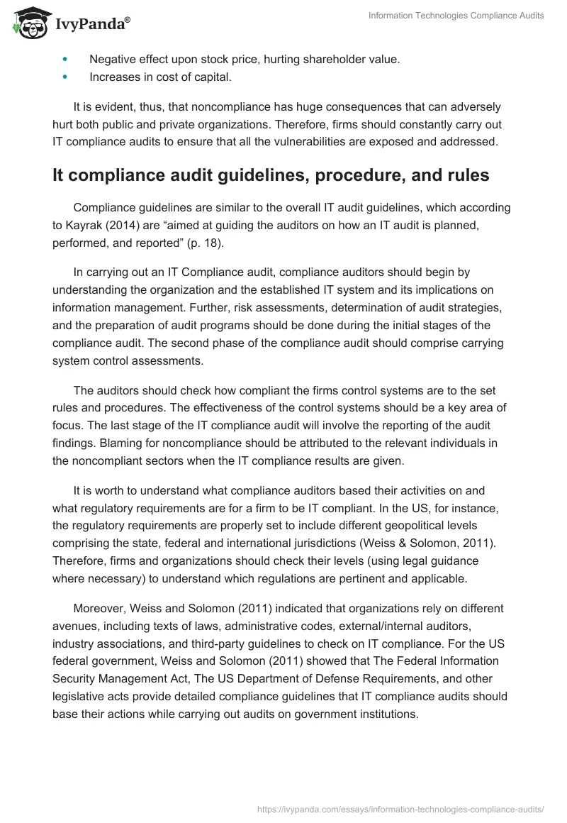 Information Technologies Compliance Audits. Page 5