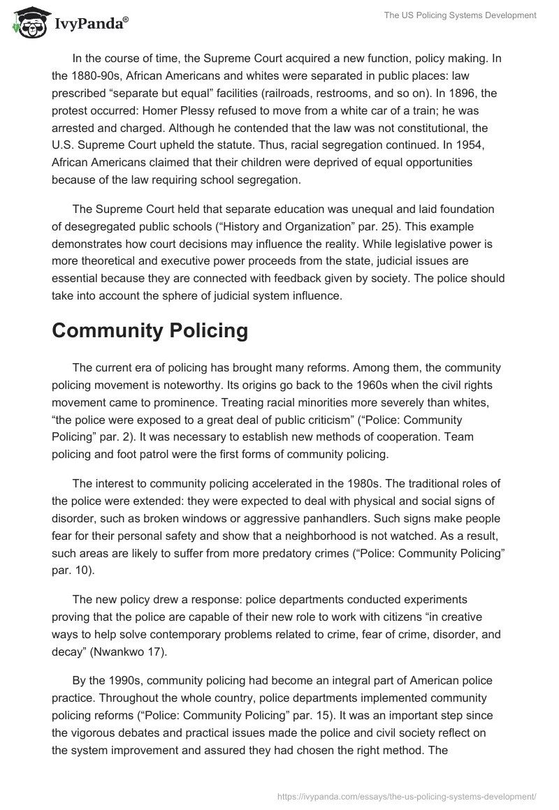 The US Policing Systems Development. Page 2