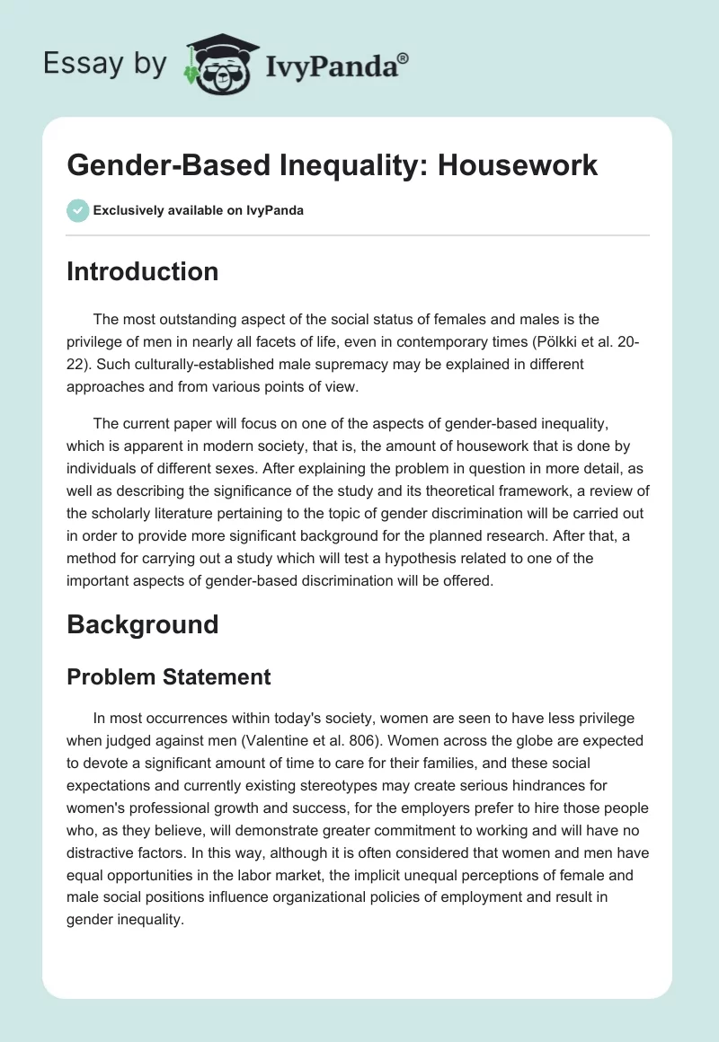 Gender-Based Inequality: Housework. Page 1