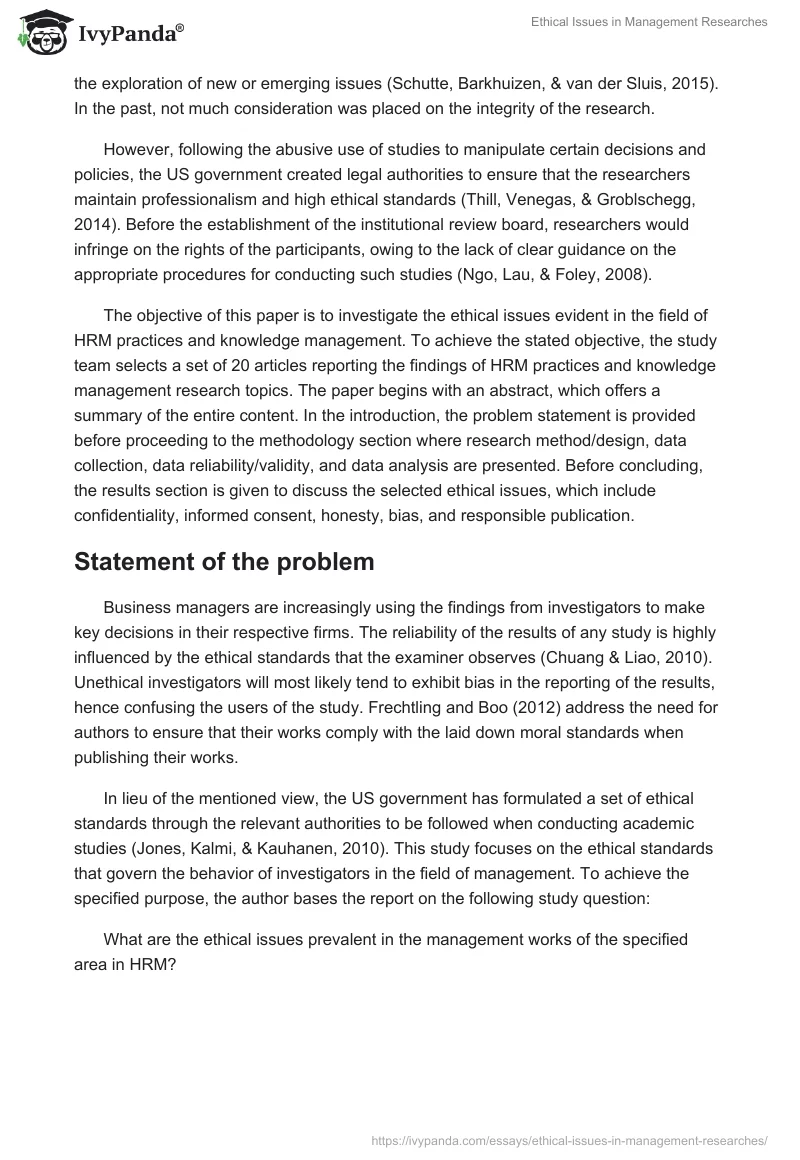 Ethical Issues in Management Researches. Page 2