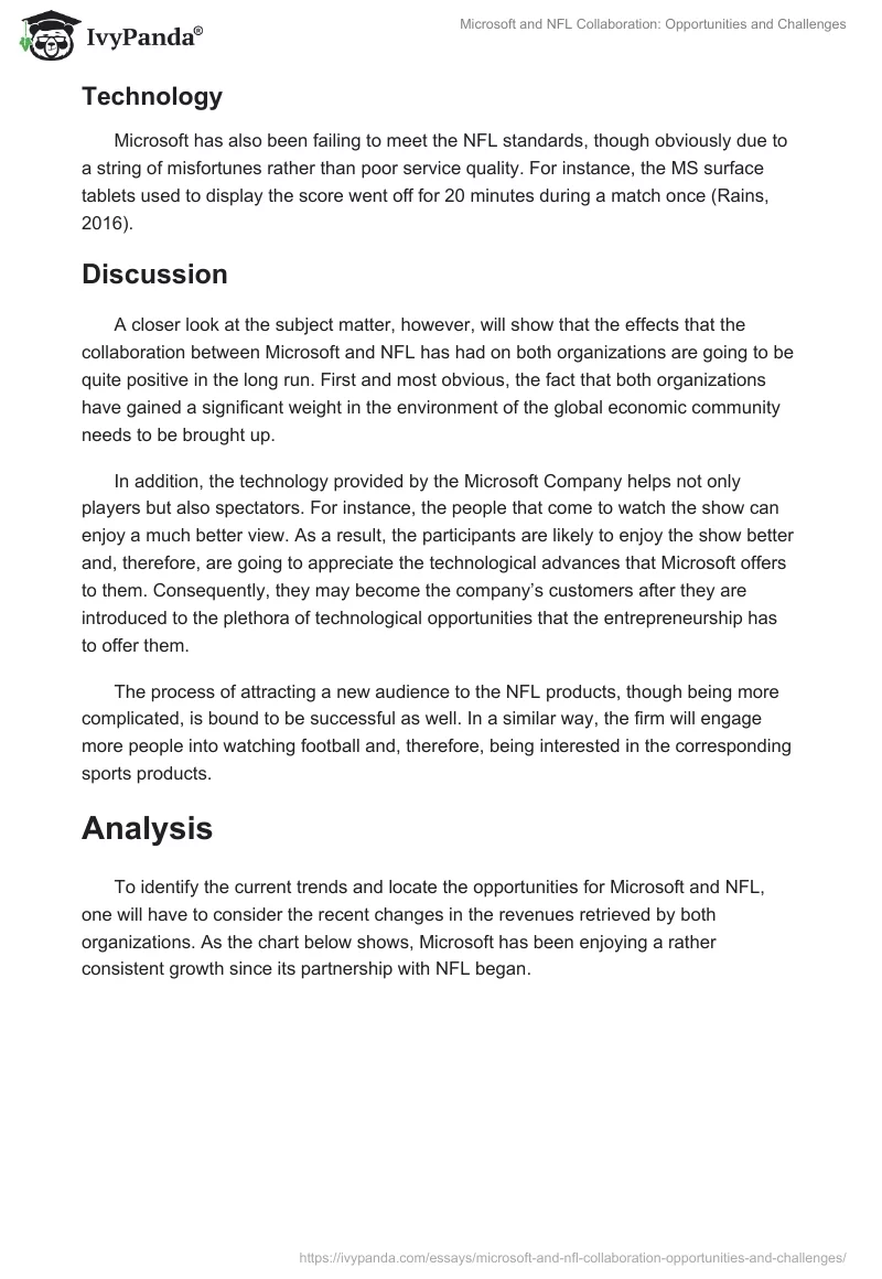Microsoft and NFL Collaboration: Opportunities and Challenges. Page 3