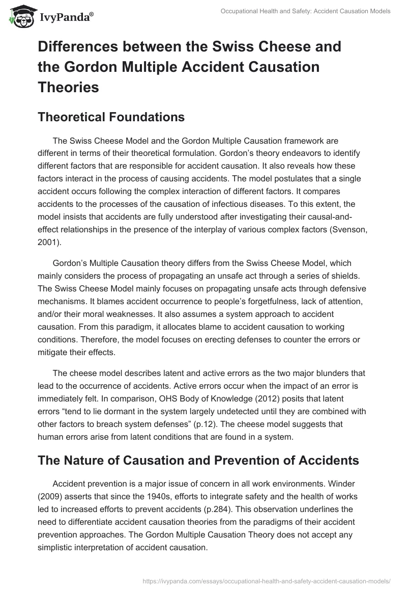 Occupational Health and Safety: Accident Causation Models. Page 3