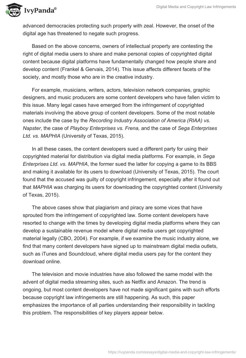 Digital Media and Copyright Law Infringements. Page 3
