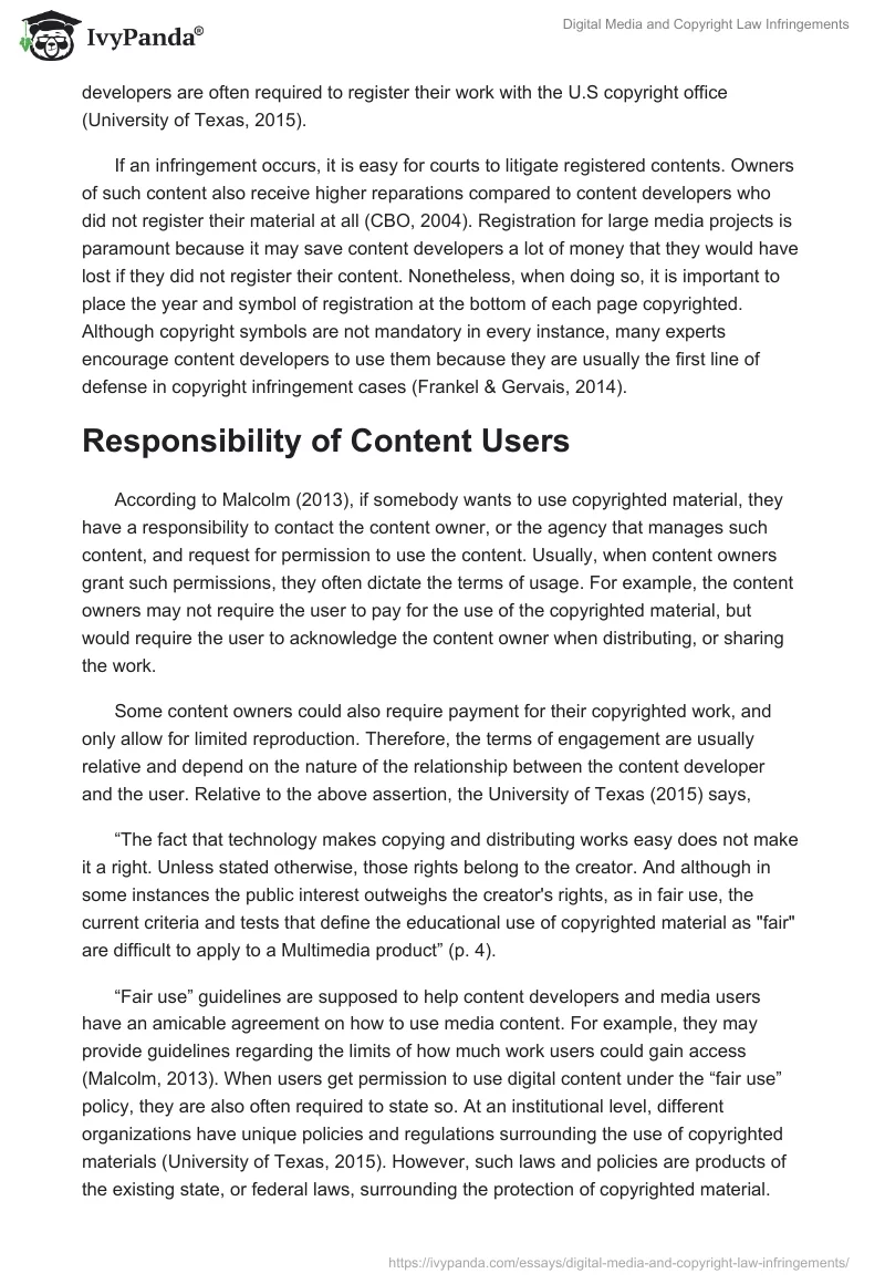 Digital Media and Copyright Law Infringements. Page 5