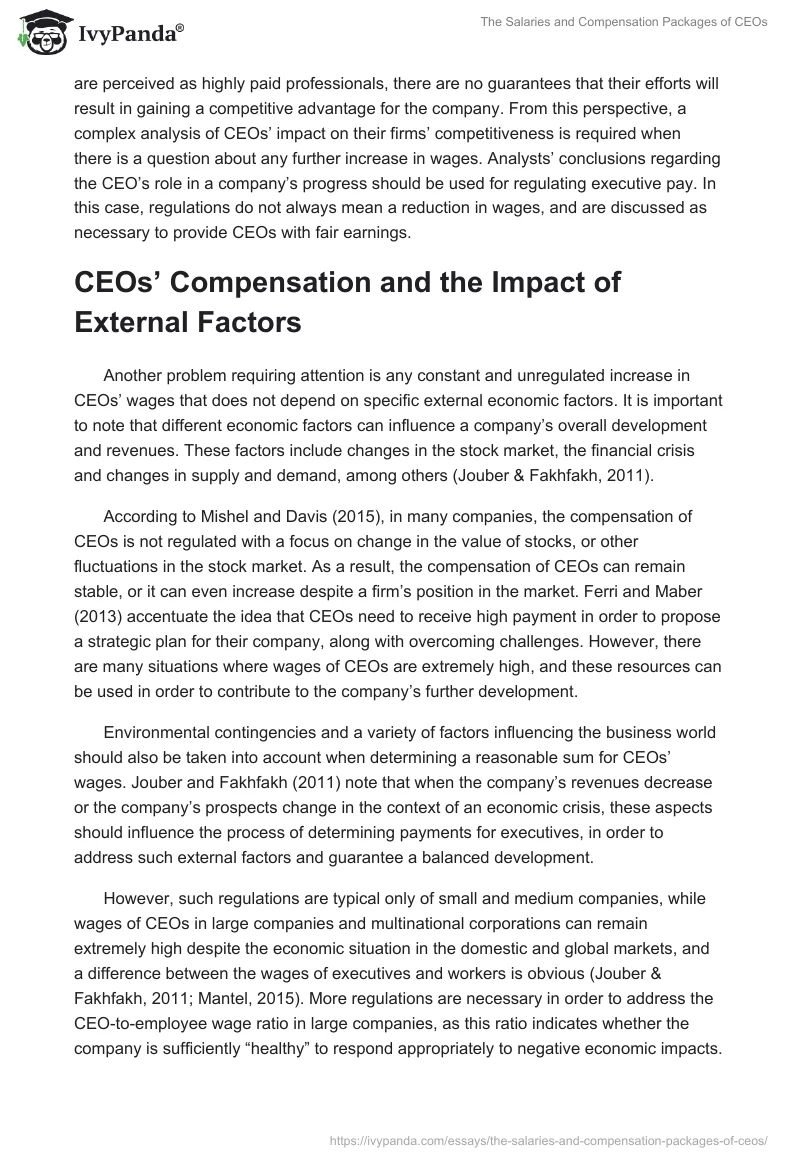 The Salaries and Compensation Packages of CEOs. Page 2