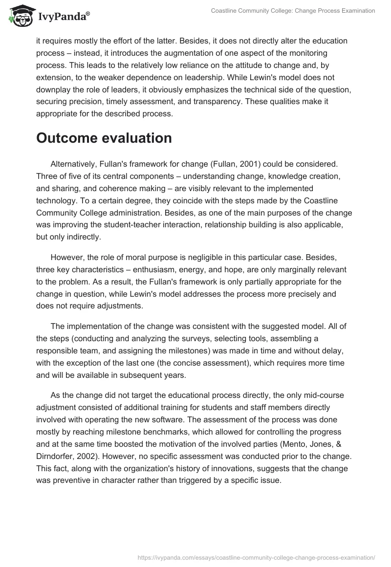 Coastline Community College: Change Process Examination. Page 3