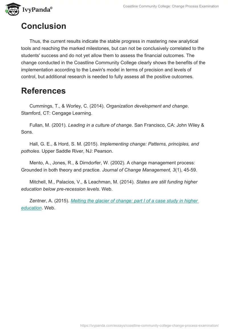 Coastline Community College: Change Process Examination. Page 4