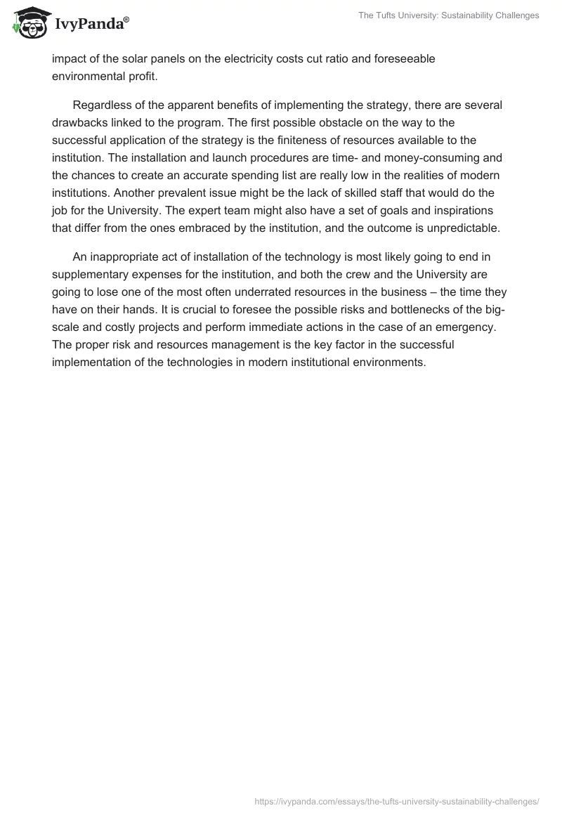 The Tufts University: Sustainability Challenges. Page 2