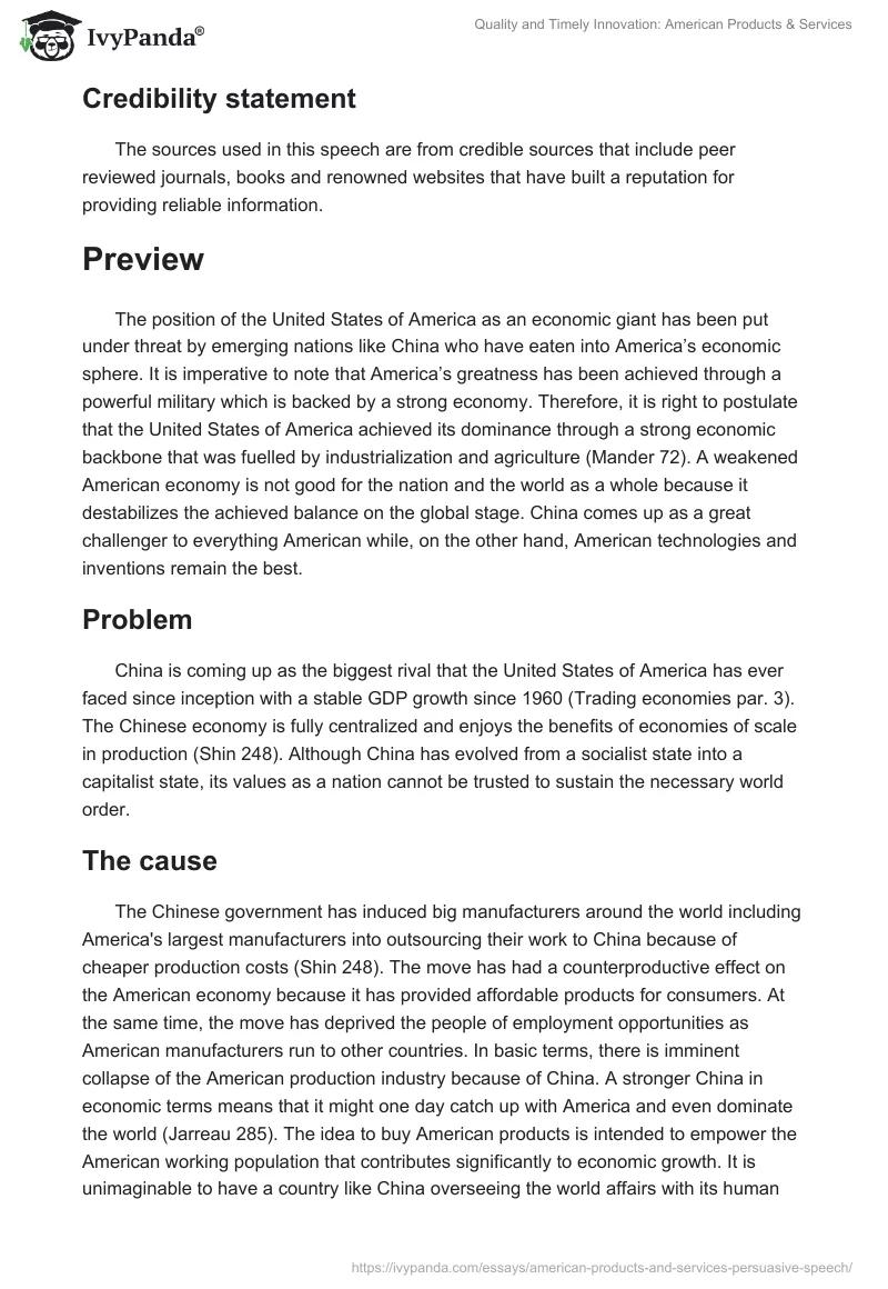 Quality and Timely Innovation: American Products & Services. Page 2