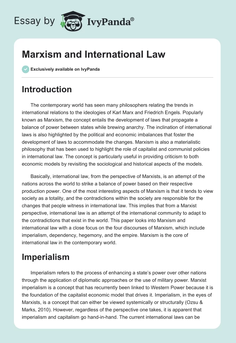 Marxism and International Law. Page 1