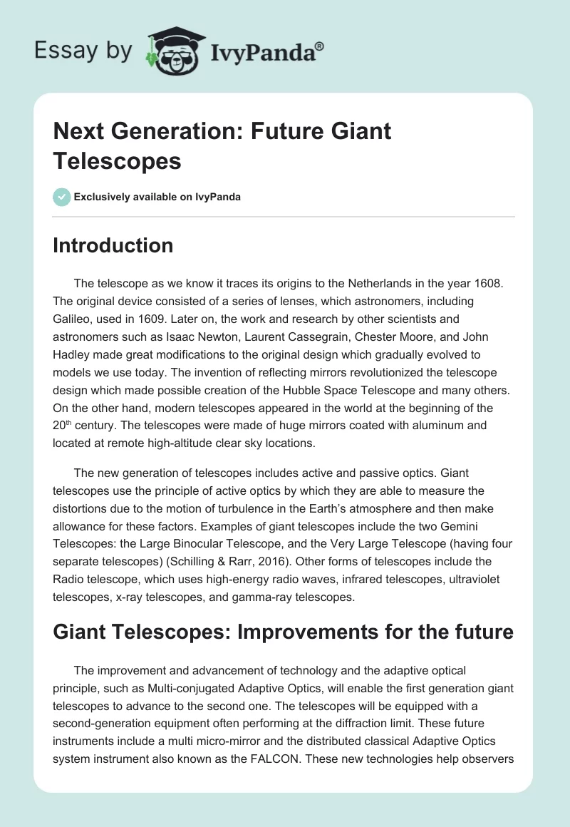 Next Generation: Future Giant Telescopes. Page 1