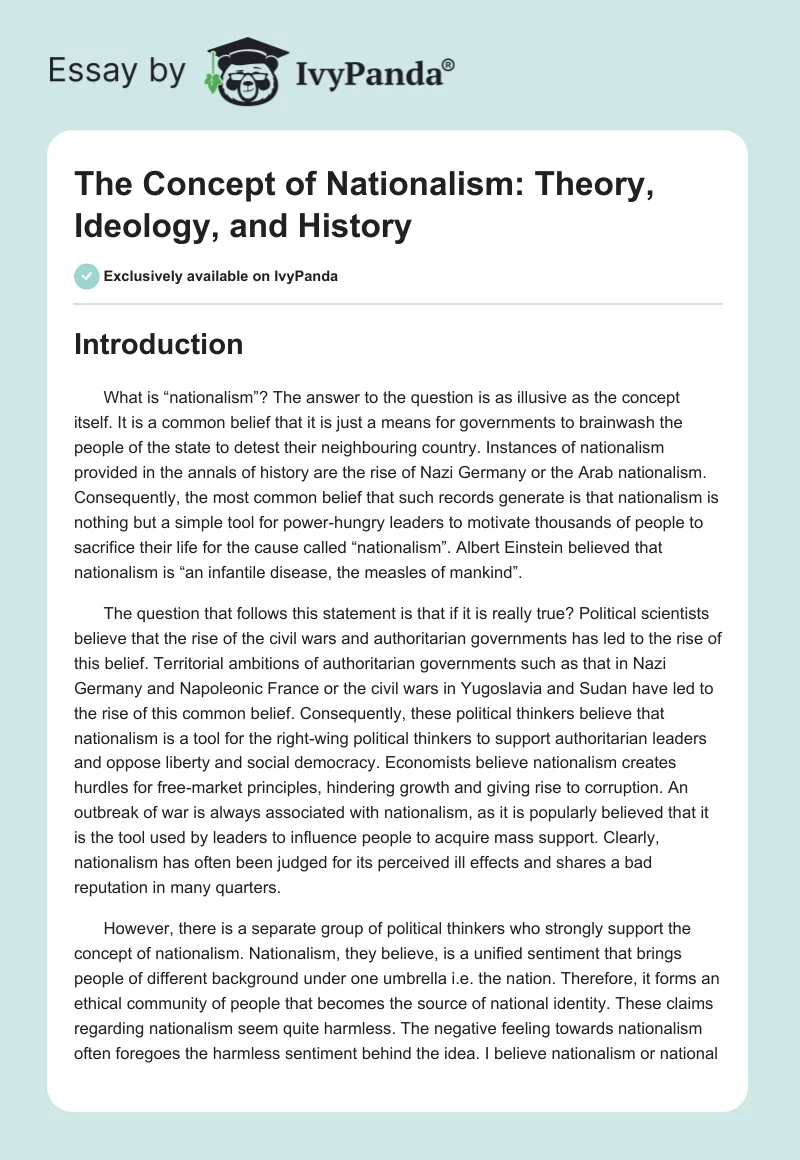 The Concept of Nationalism: Theory, Ideology, and History. Page 1
