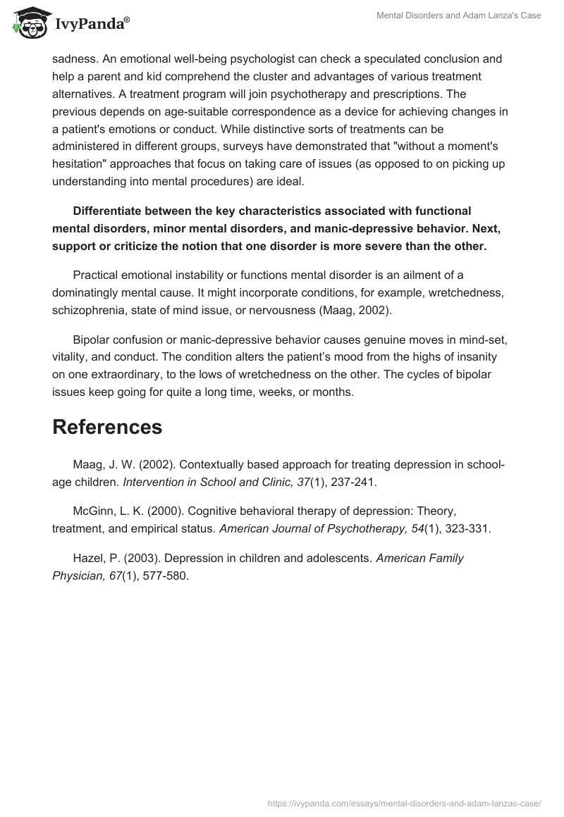 Mental Disorders and Adam Lanza's Case. Page 4