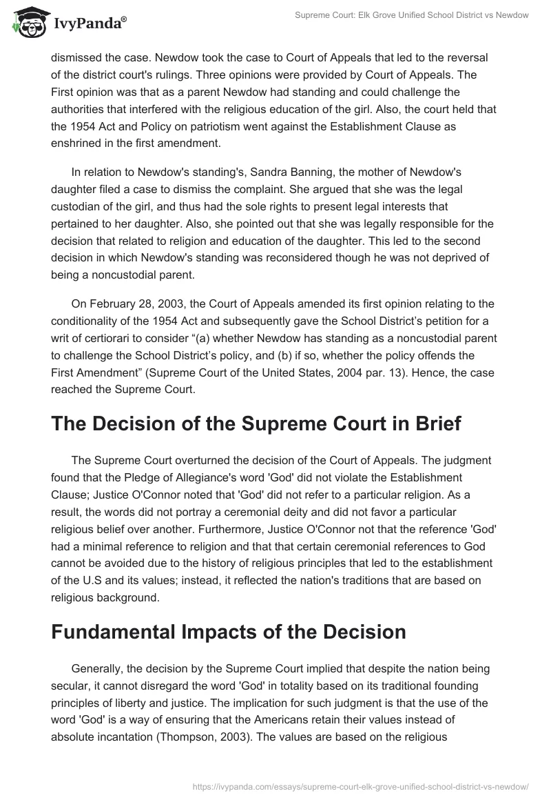 Supreme Court: Elk Grove Unified School District vs. Newdow. Page 2