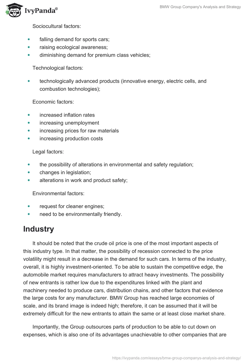 BMW Group Company's Analysis and Strategy. Page 2