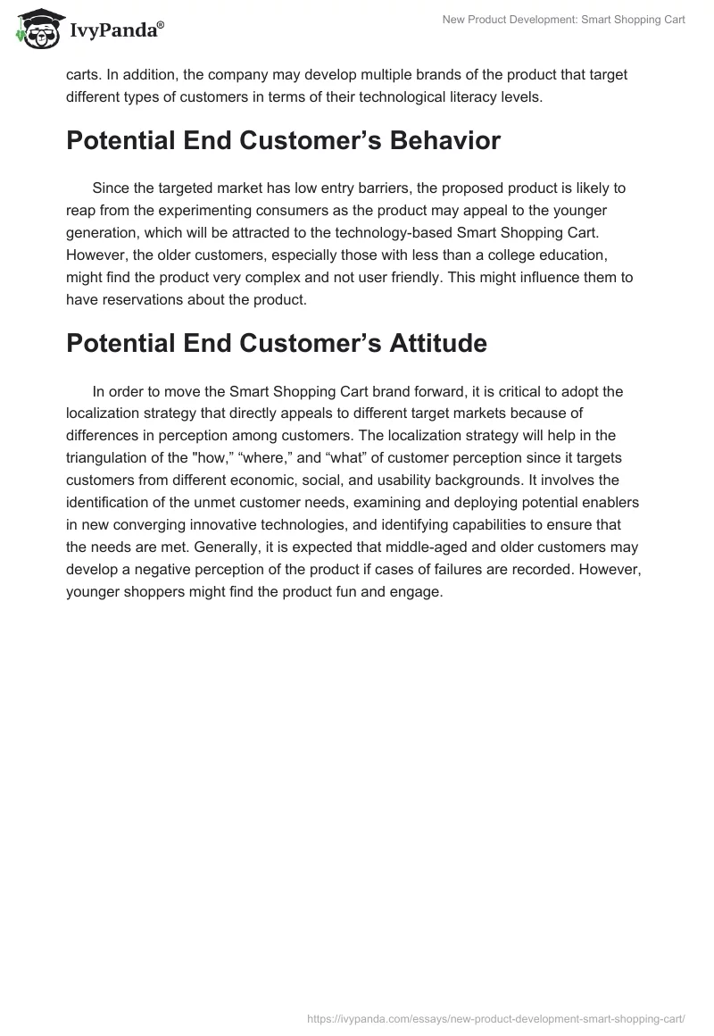 New Product Development: Smart Shopping Cart. Page 4