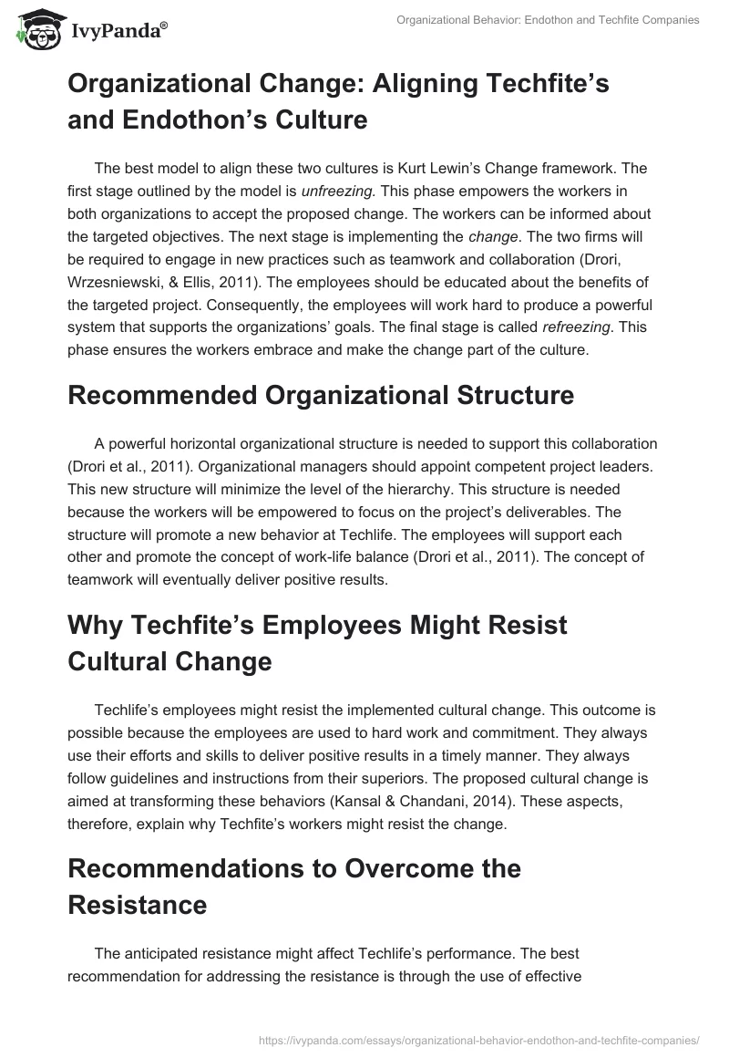 Organizational Behavior: Endothon and Techfite Companies. Page 2