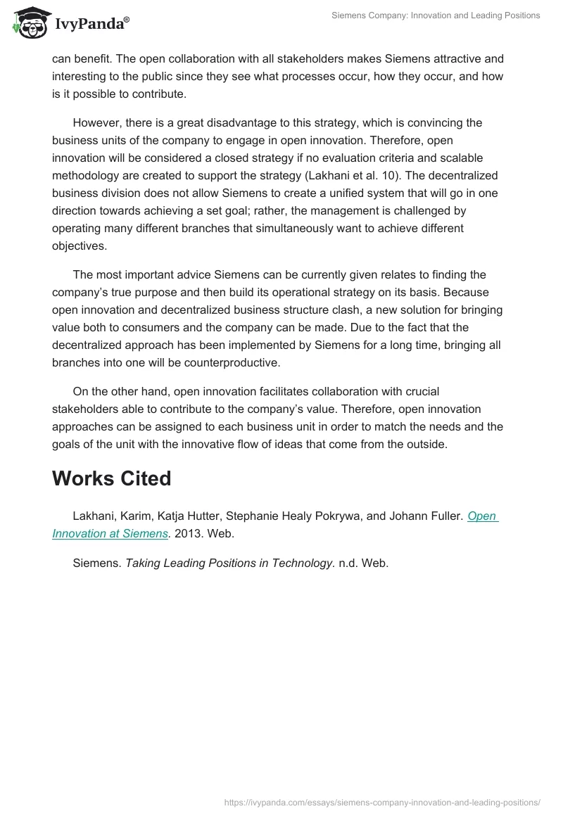 Siemens Company: Innovation and Leading Positions. Page 3