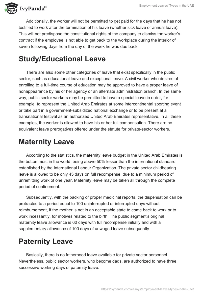 Employment Leaves' Types in the UAE. Page 2