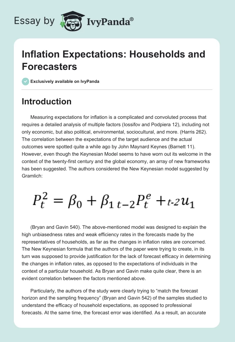 Inflation Expectations: Households and Forecasters. Page 1