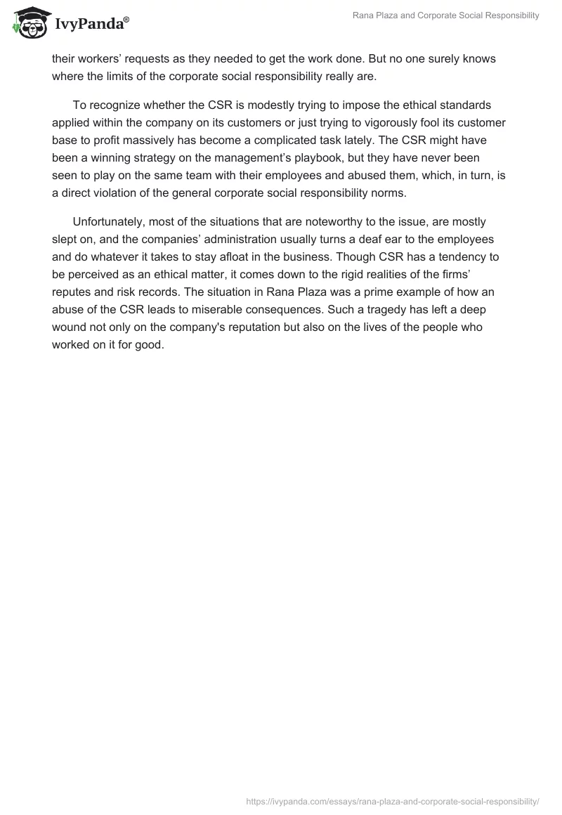 Rana Plaza and Corporate Social Responsibility. Page 2