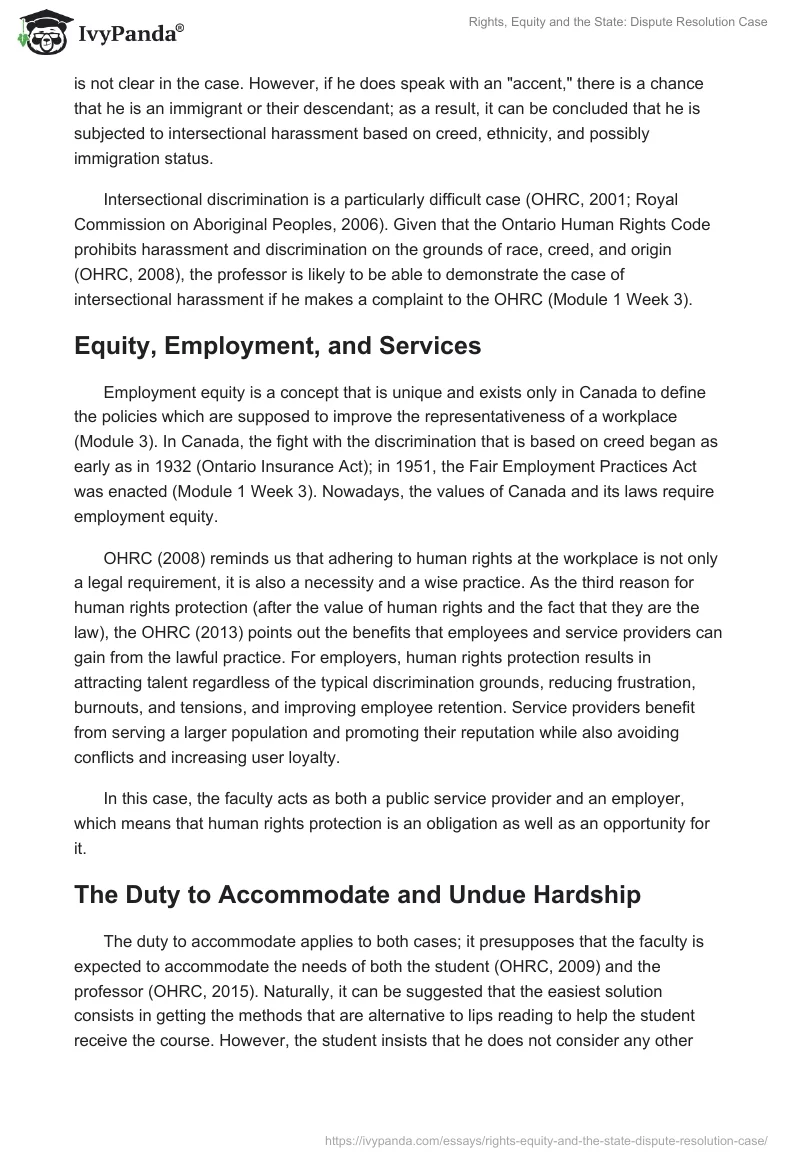 Rights, Equity and the State: Dispute Resolution Case. Page 3