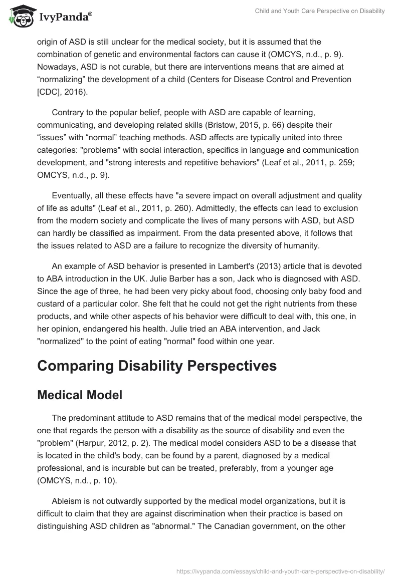 Child and Youth Care Perspective on Disability. Page 2
