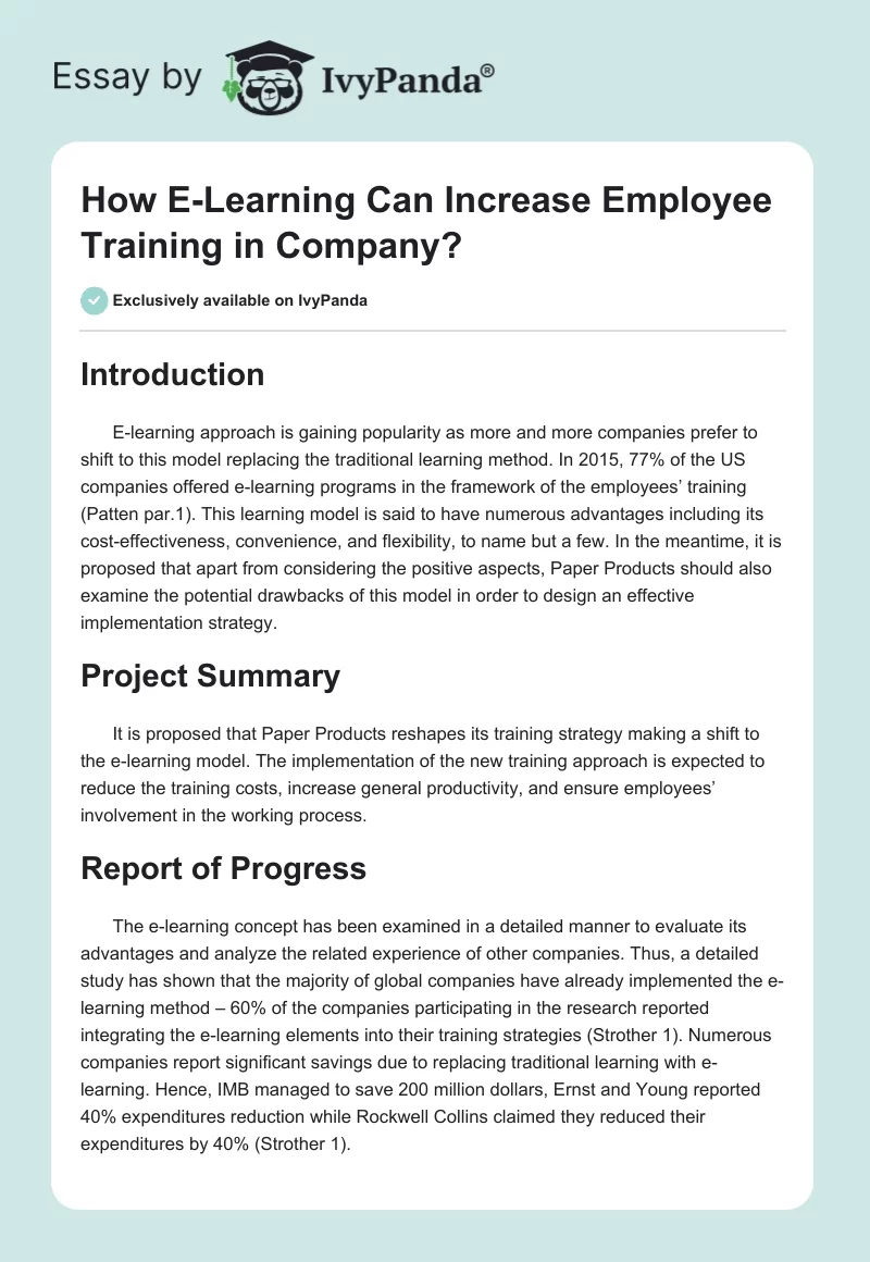 How E-Learning Can Increase Employee Training in Company?. Page 1