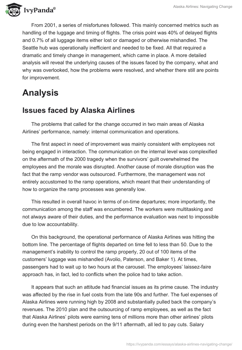 Alaska Airlines: Navigating Change. Page 3