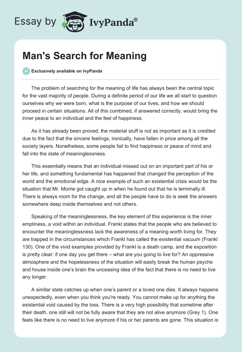 Man's Search for Meaning. Page 1