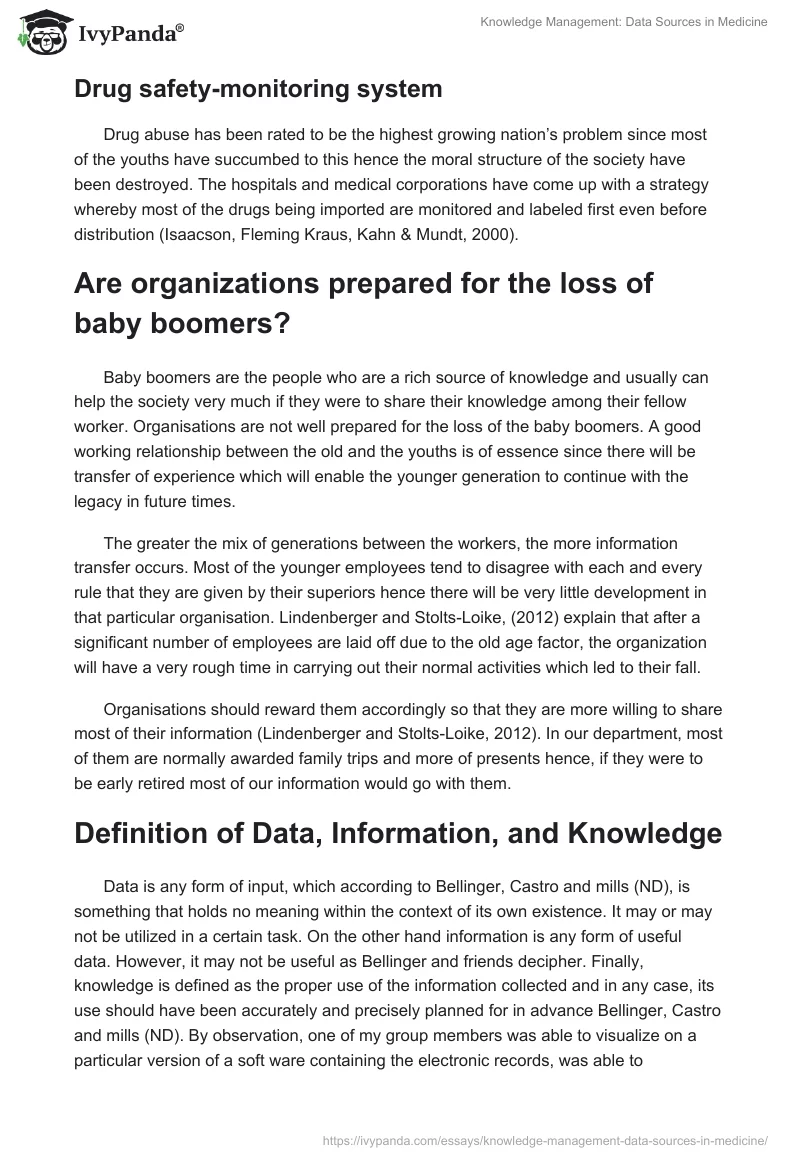 Knowledge Management: Data Sources in Medicine. Page 2