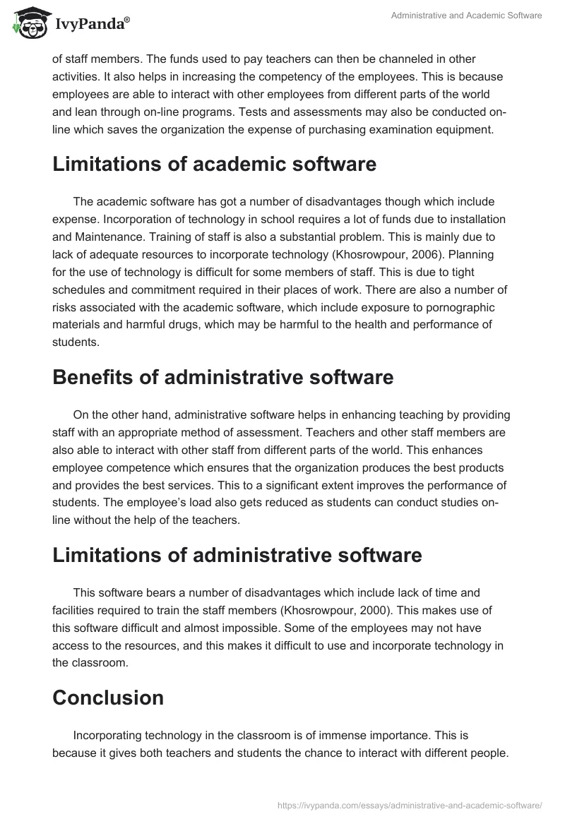 Administrative and Academic Software. Page 2