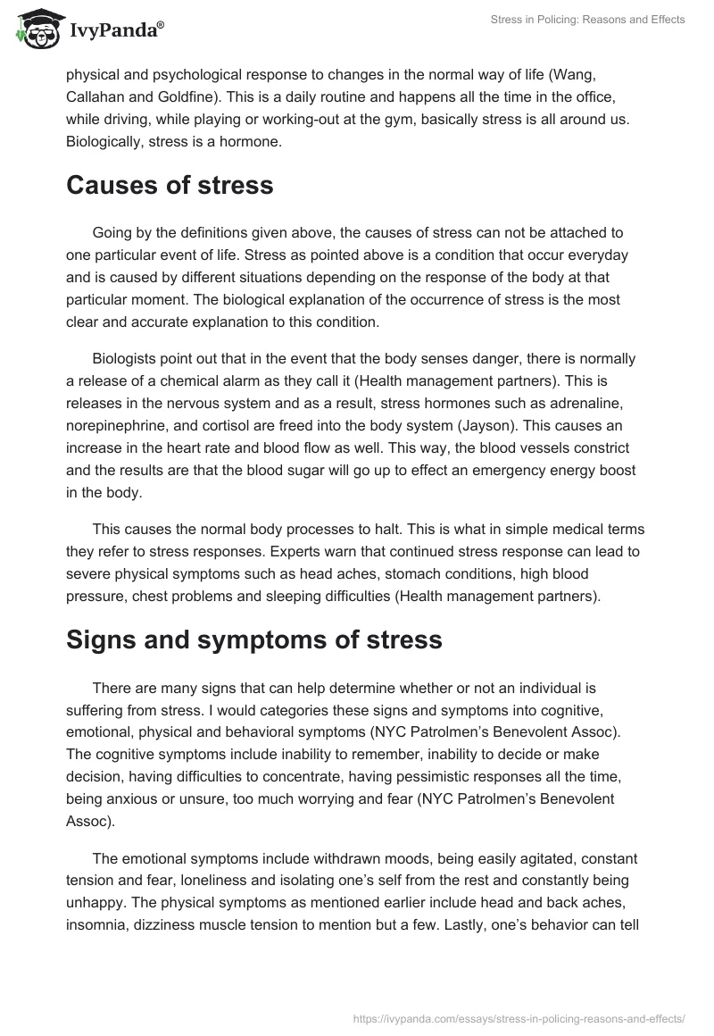 Stress in Policing: Reasons and Effects. Page 2