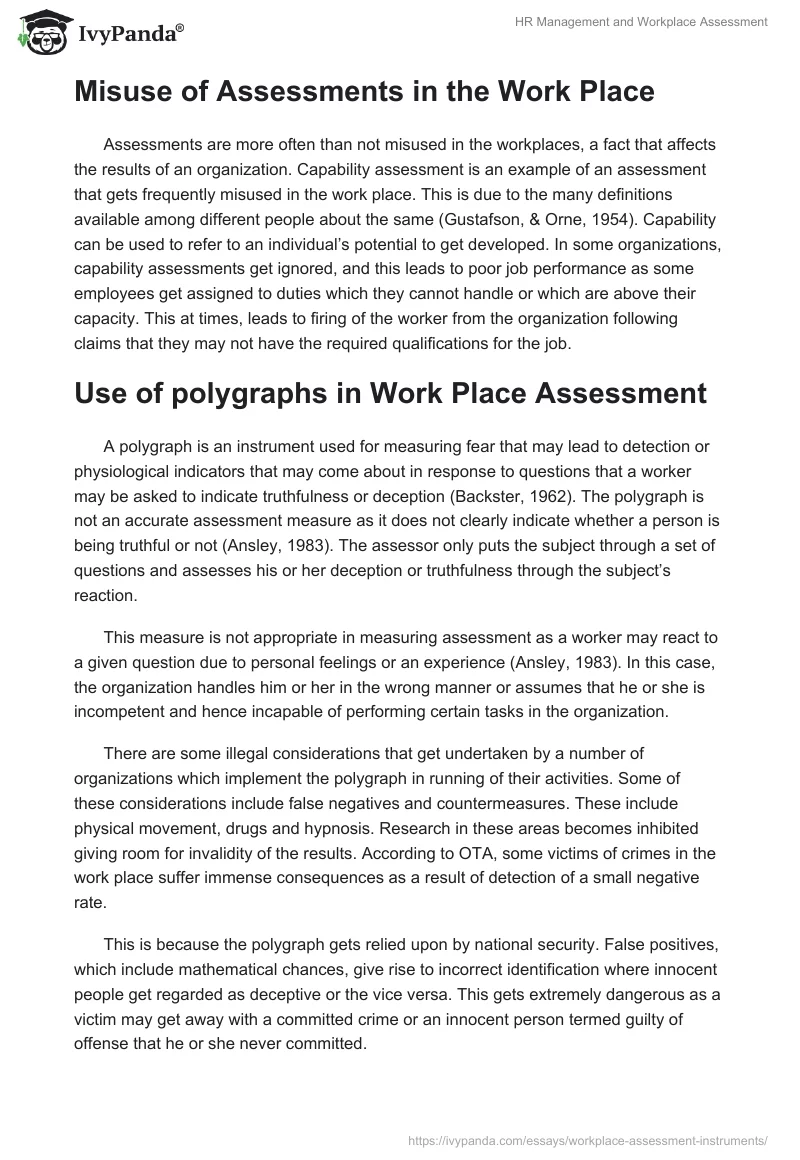 HR Management and Workplace Assessment. Page 2