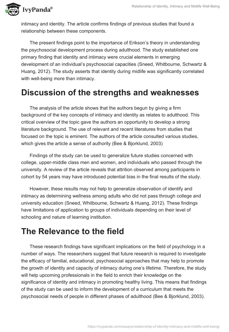 Relationship of Identity, Intimacy and Midlife Well-Being. Page 2