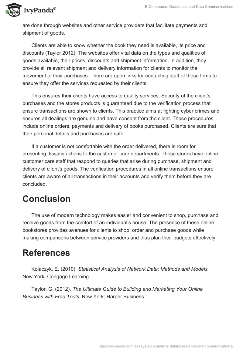 E-Commerce: Databases and Data Communications. Page 2