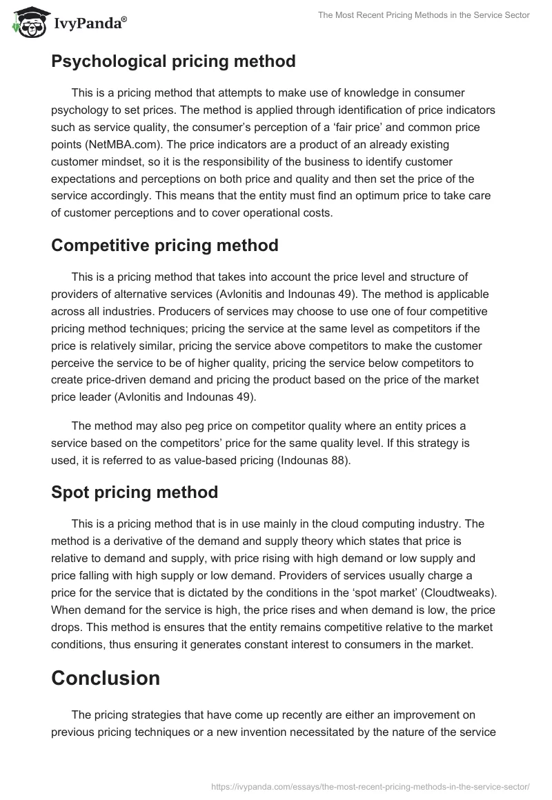 The Most Recent Pricing Methods in the Service Sector. Page 3